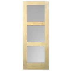 Barn Door - 3 Lite Satin Glass - Pine - 32" x 84"