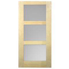 Barn Door - 3 Lite Satin Glass - Pine - 42" x 84"