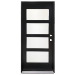 CCM100 4-Lite Exterior Wood Door - Satin Glass - Sable Finish -Left Hand Inswing