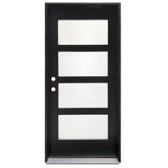 CCM100 4-Lite Exterior Wood Door - Satin Glass - Sable - Right Hand Inswing