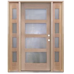 Metro Exterior Wood Door w/ Sidelites - Satin Glass -Left Hand Inswing