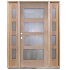 Metro Exterior Wood Door w/ Sidelites - Satin Glass -Right Hand Inswing