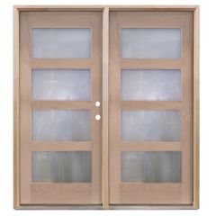 Metro Exterior Double Wood Door - Satin Glass - Left Hand Inswing