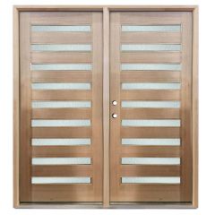 Aria Exterior Double Wood Door - Satin Glass - Right Hand Inswing