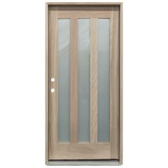 CCM300 3-Lite Mahogany Exterior Wood Door - Satin Glass - Right Hand Inswing