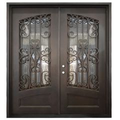 Cortez Double Wrought Iron Entry Door Right Swing 6068