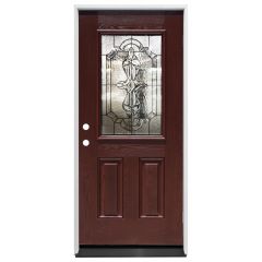 36" St. Louis 1/2-Lite Fiberglass Door - Cherry Oak - Right Hand Inswing