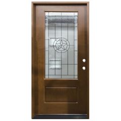 36" Texas Star 3/4 View Fiberglass Door - Classic Oak - Left Hand Inswing