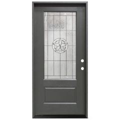 36" Texas Star 3/4 View Exterior Fiberglass Door - Graphite - Left Hand Inswing
