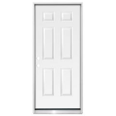 32" Six Panel Prehung Exterior Fiberglass Door - Right Hand Inswing