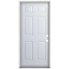 36" 6-Panel Prehung Exterior Fiberglass Door - Left Hand Inswing