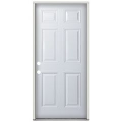 36" 6-Panel Prehung Exterior Fiberglass Door - Right Hand Inswing