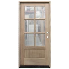 TCM200 6-Lite Mahogany Exterior Wood Door - Clear Glass - Left Hand Inswing