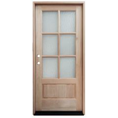 TCM200 6-Lite Mahogany Exterior Wood Door - Flemish Glass - Right Hand Inswing