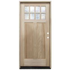 TCM500 8-Lite Mahogany Exterior Wood Door - Flemish Glass - Left Hand Inswing
