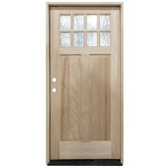 TCM500 8-Lite Mahogany Exterior Wood Door - Flemish Glass - Right Hand Inswing