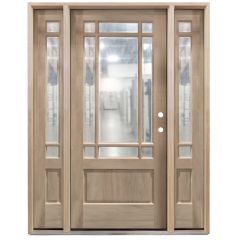 TCM700 Exterior Wood Door w/ Sidelites - Clear Glass - Left Hand Inswing