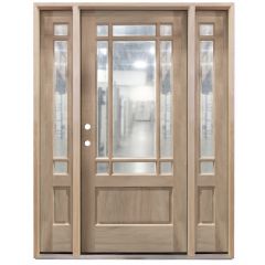 TCM700 Exterior Wood Door w/ Sidelites - Clear Glass - Right Hand Inswing