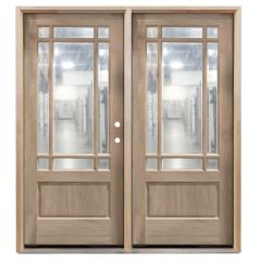 TCM700 Exterior Double Wood Door - Clear Glass - Left Hand Inswing
