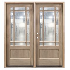 TCM700 Exterior Double Wood Door - Clear Glass - Right Hand Inswing