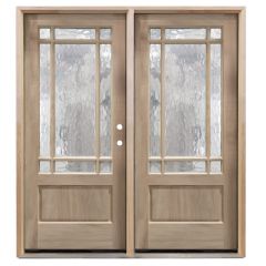 TCM700 Exterior Double Wood Door - Flemish Glass - Left Hand Inswing