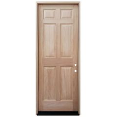 TCM8100 6-Panel Mahogany Exterior Wood Door - Left Hand Inswing