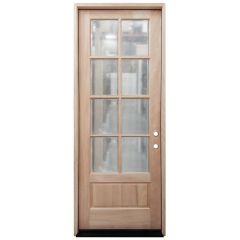 TCM8200 8-Lite Mahogany Exterior Wood Door - Clear Glass - Left Hand Inswing