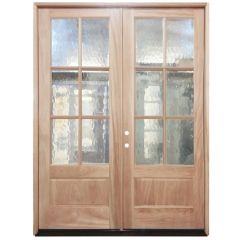 TCM8210 6-Lite Flemish Glass Double Exterior Wood Door - Right Hand Inswing