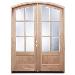 TCM8230 6-Lite Mahogany Exterior Wood Door - Clear Glass - Left Hand Inswing