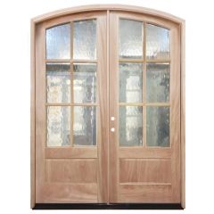 TCM8230 6-Lite Mahogany Exterior Wood Door - Flemish Glass - Right Hand Inswing