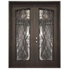 Palencia Double Wrought Iron Entry Door Right Swing 6080