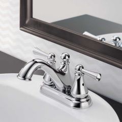 Delta Haywood Chrome Dual Handle Lever 4 In. Centerset Bathroom Faucet w/Pop-Up