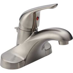 Delta Foundations Stainless Single Handle Lever 4 In. Centerset Bathroom Faucet w/Pop-Up