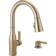 Delta Marca Single Handle Pull-Down Kitchen Faucet with Soap Dispenser, Champagne Bronze