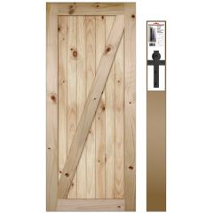 Barn Door - Z-Bar with Black Hardware Kit - Knotty Pine - 36" x 84"