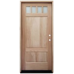 TCM600 4-Lite Mahogany Exterior Wood Door - Clear Glass - Left Hand Inswing