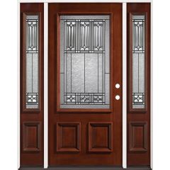 60" Prefinished Mahogany LH Exterior Door Unit w/ Sidelights