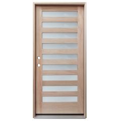 CCM200 9-Lite Mahogany Exterior Wood Door - Satin Glass - Right Hand Inswing
