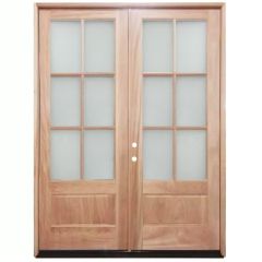 TCM8210 6-Lite Clear Glass Double Exterior Wood Door - Right Hand Inswing