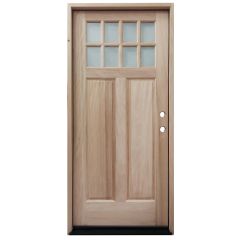 TCM500 8-Lite Mahogany Exterior Wood Door - Clear Glass - Left Hand Inswing