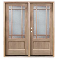 TCM700 Exterior Double Wood Door - Flemish Glass - Right Hand Inswing