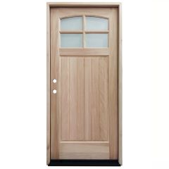 TCM400 4-Lite Mahogany Exterior Wood Door - Clear Glass - Right Hand Inswing