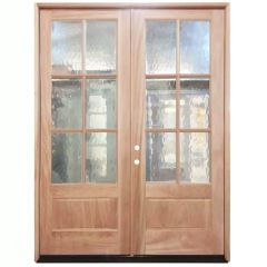 TCM8210 6-Lite Flemish Glass Double Exterior Wood Door - Right Hand Inswing