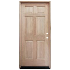 TCM100 6-Panel Mahogany Exterior Wood Door - Left Hand Inswing