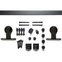 96" Barn Door Track System with Top Mounted Roller - Flat Black