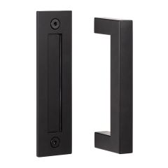 Barn Door 8" Square Pull with Flush Mounted Handle - Flat Black