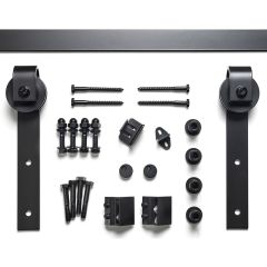 96" Barn Door Track System with Strap Roller - Flat Black