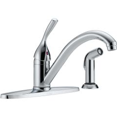 Delta Classic Series Single Handle Lever Kitchen Faucet with Side Spray, Chrome 400-DST