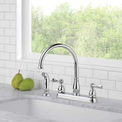 Delta Windemere Dual Handle Lever Kitchen Faucet with Side Spray, Stainless
