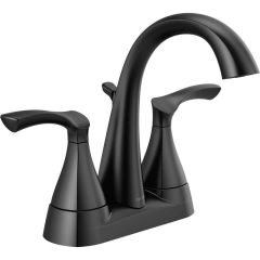 Delta Sandover Matte Black Dual Handle Lever 4 In. Centerset Bathroom Faucet with Pop-Up